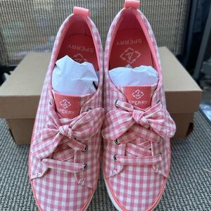 NWT Sperry Crest Vibe Gingham Pink Womens  Shoes